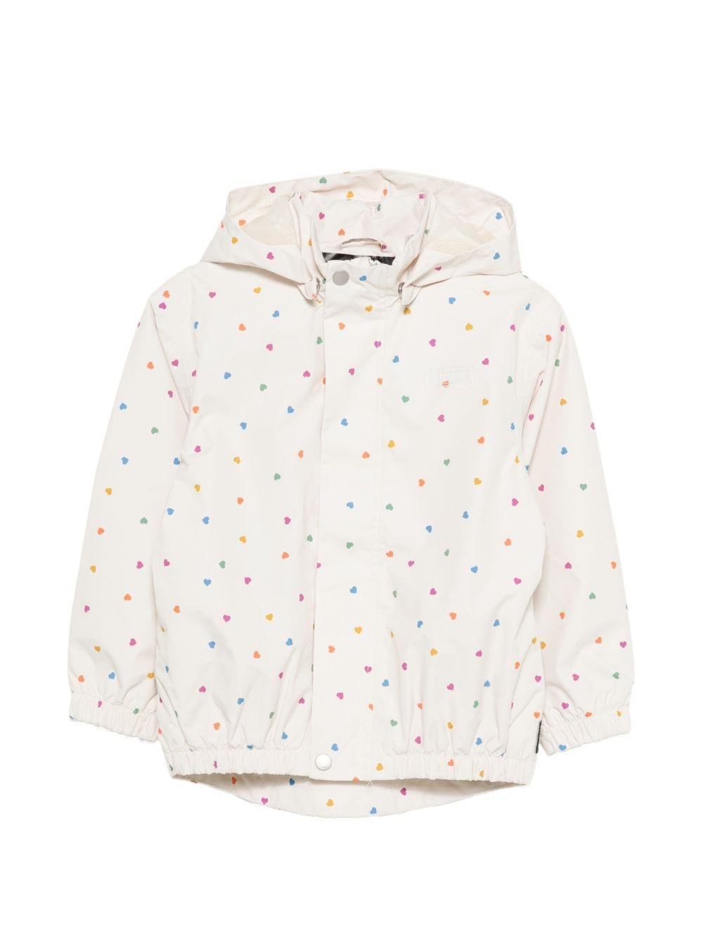 Giacca Waiton per bambina Molo bianca con stampa a cuori all - over - Rubino Kids