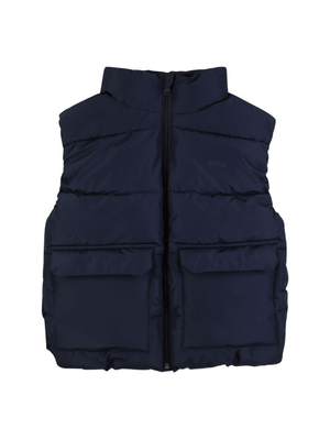 Gilet imbottito per bambino BOSS Kids blu con collo alto