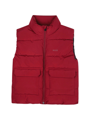 Gilet imbottito per bambino BOSS Kids rosso con colletto rialzato