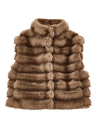 Gilet in eco - pelliccia per bambina Monnalisa marrone effetto volpe - Rubino Kids