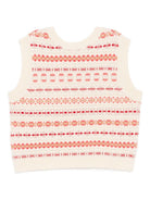 Gilet in maglia per bambina Bonpoint beige con ricami all - over - Rubino Kids