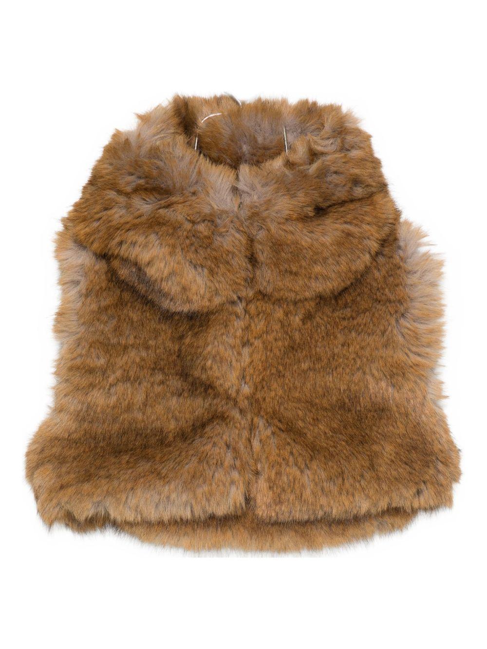 Gilet per bambina Douuod Kids marrone con cappuccio - Rubino Kids