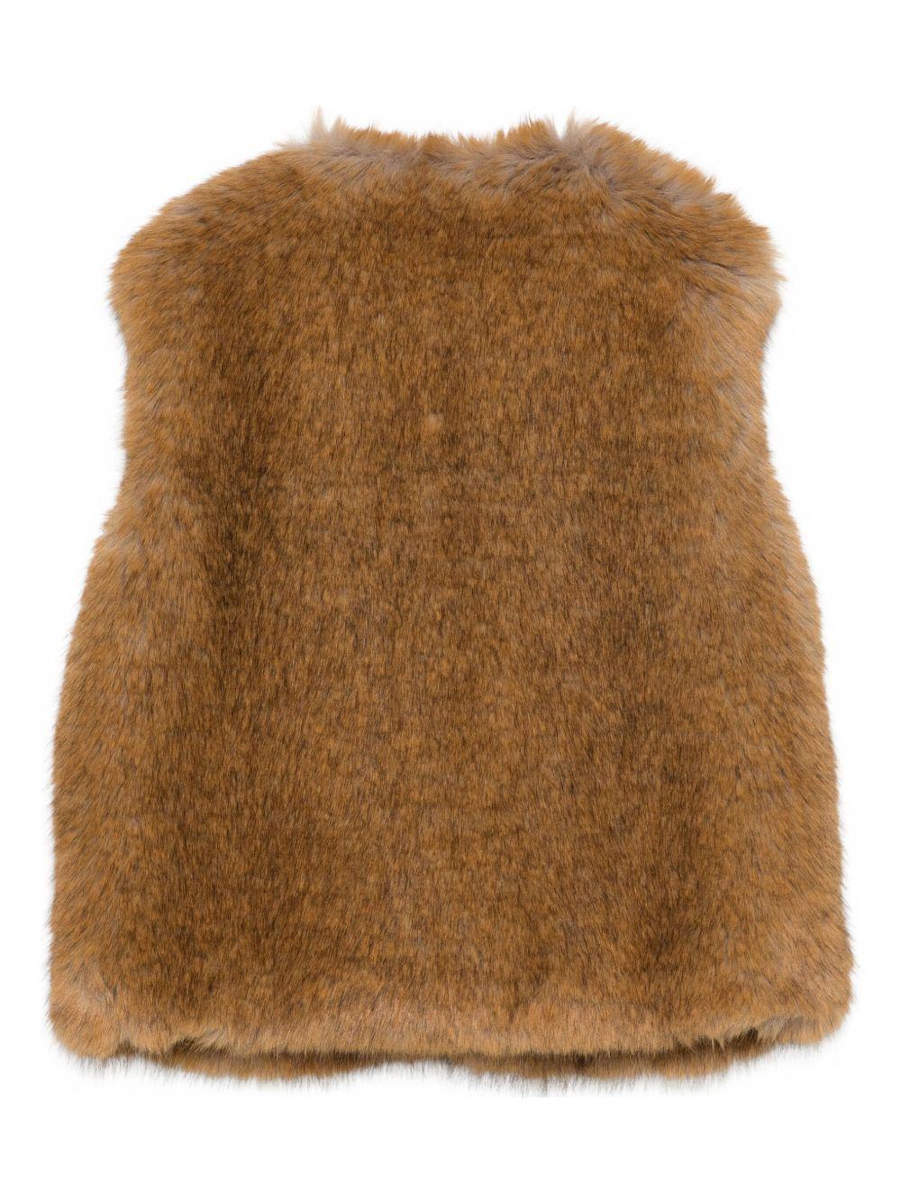 Gilet per bambina Douuod Kids marrone in ecopelliccia - Rubino Kids