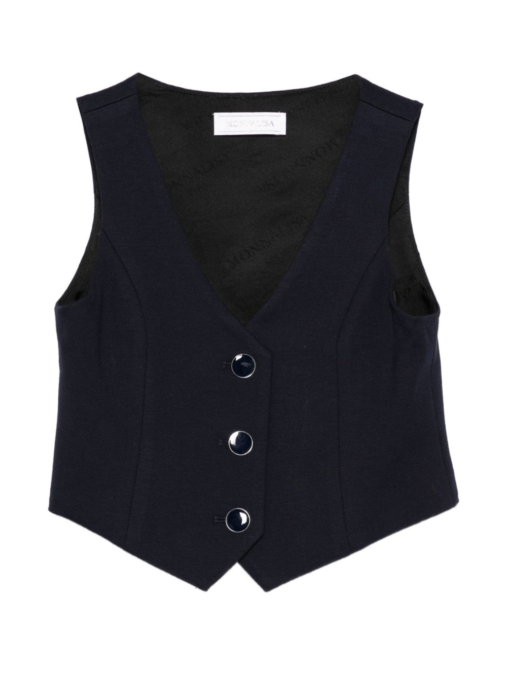 Gilet per bambina Monnalisa blu con chiusura con bottoni - Rubino Kids