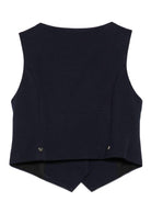 Gilet per bambina Monnalisa blu con chiusura con bottoni - Rubino Kids