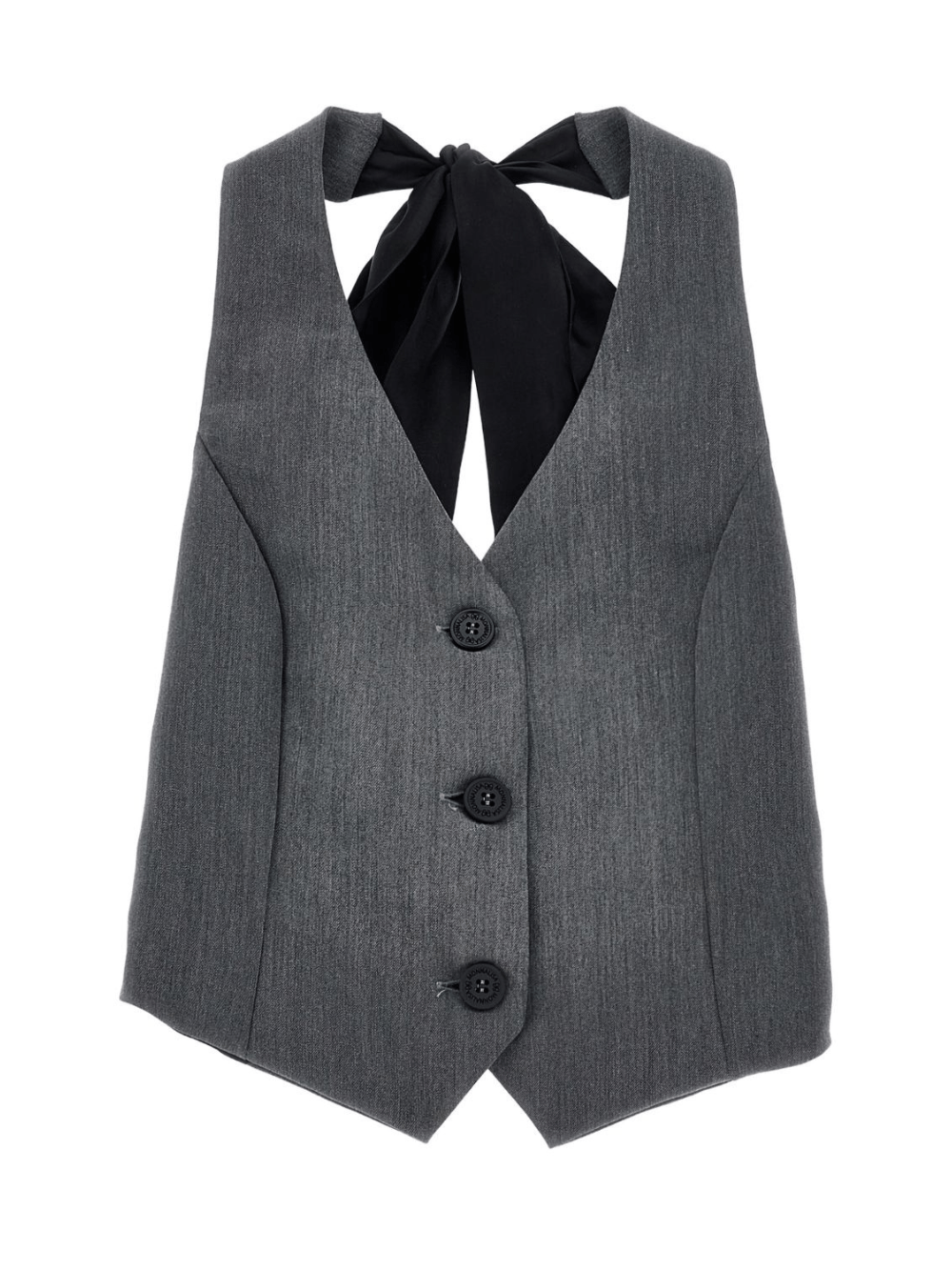 Gilet per bambina Monnalisa grigio con scollo all'americana con nodo - Rubino Kids