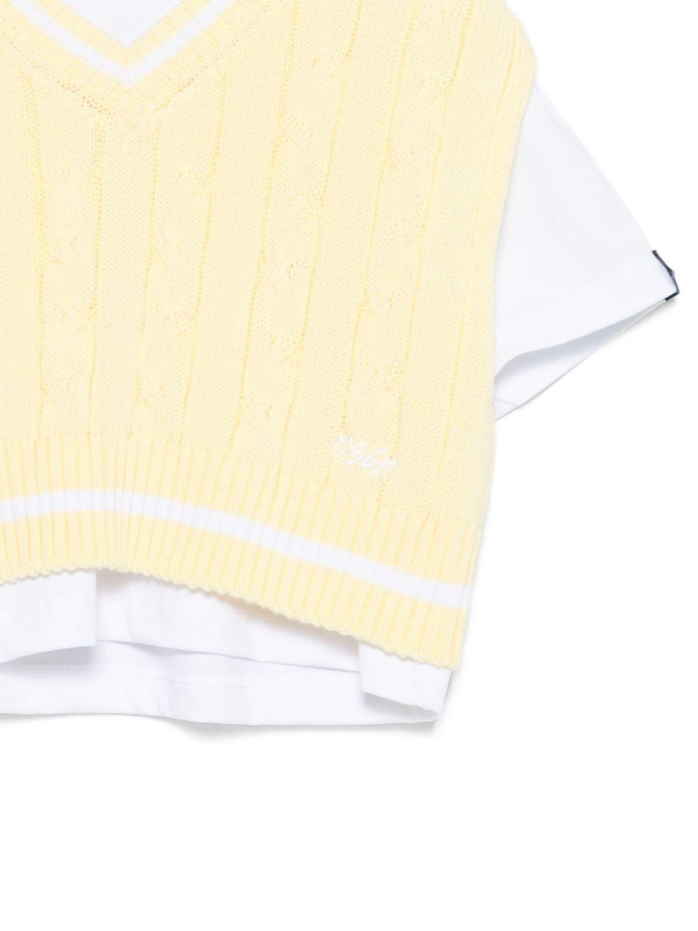 Gilet per bambina MSGM Kids gialla in maglia con t-shirt - Rubino Kids