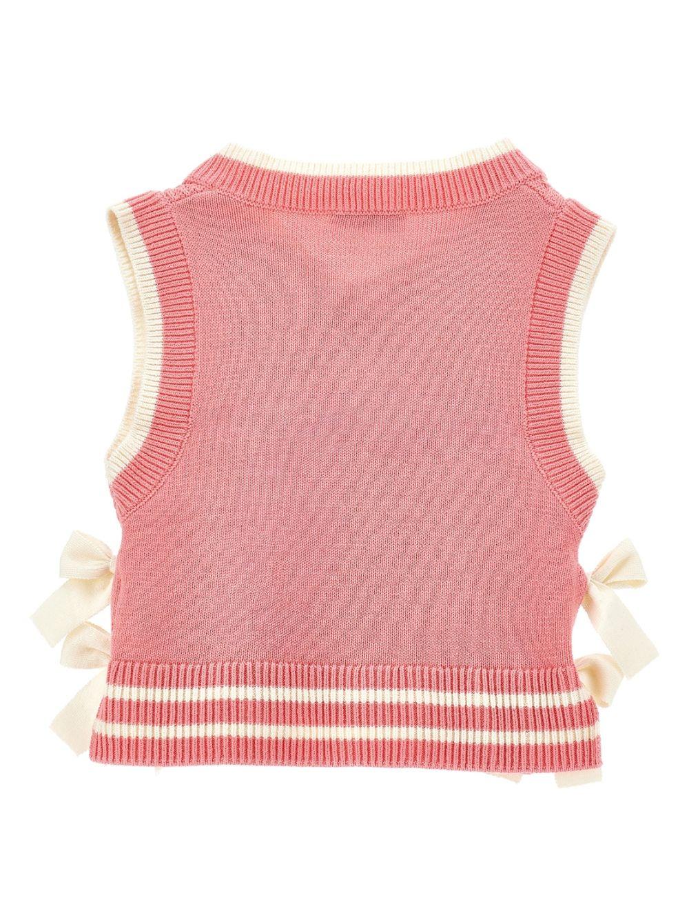Gilet per bambina Philosophy di Lorenzo Serafini Kids rosa con maglia intrecciata - Rubino Kids