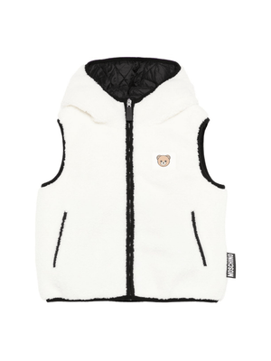 Gilet per bambini Moschino Kids bianco con applicazione Teddy