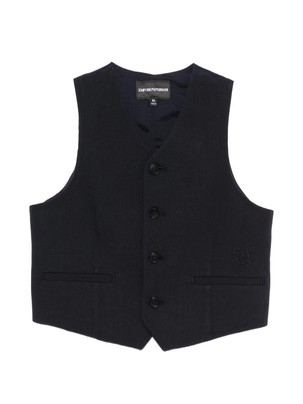 Gilet per bambino Emporio Armani Kids blu con chiusura a bottoni - Rubino Kids