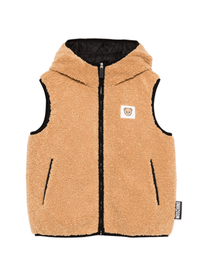 Gilet per bambino Moschino Kids marrone con toppa orsetto