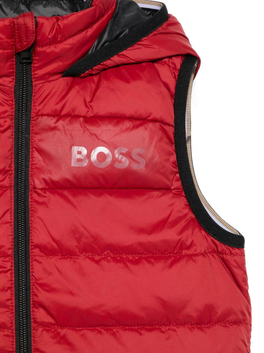 Gilet trapuntato per bambino Boss Kids rosso con cappuccio - Rubino Kids