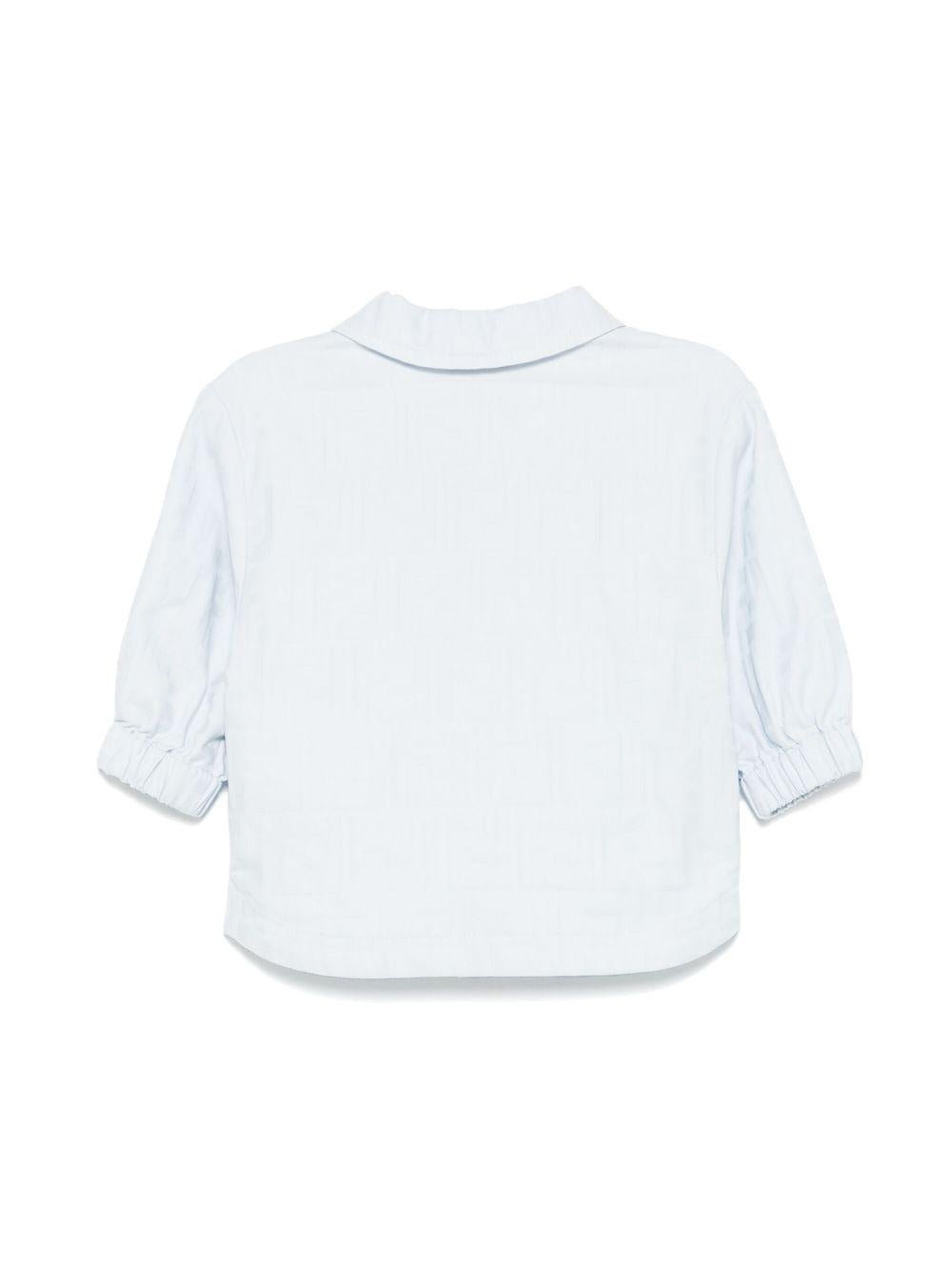 Giubbino baby in popeline per neonato Fendi Kids azzurro con logo FF all - over - Rubino Kids