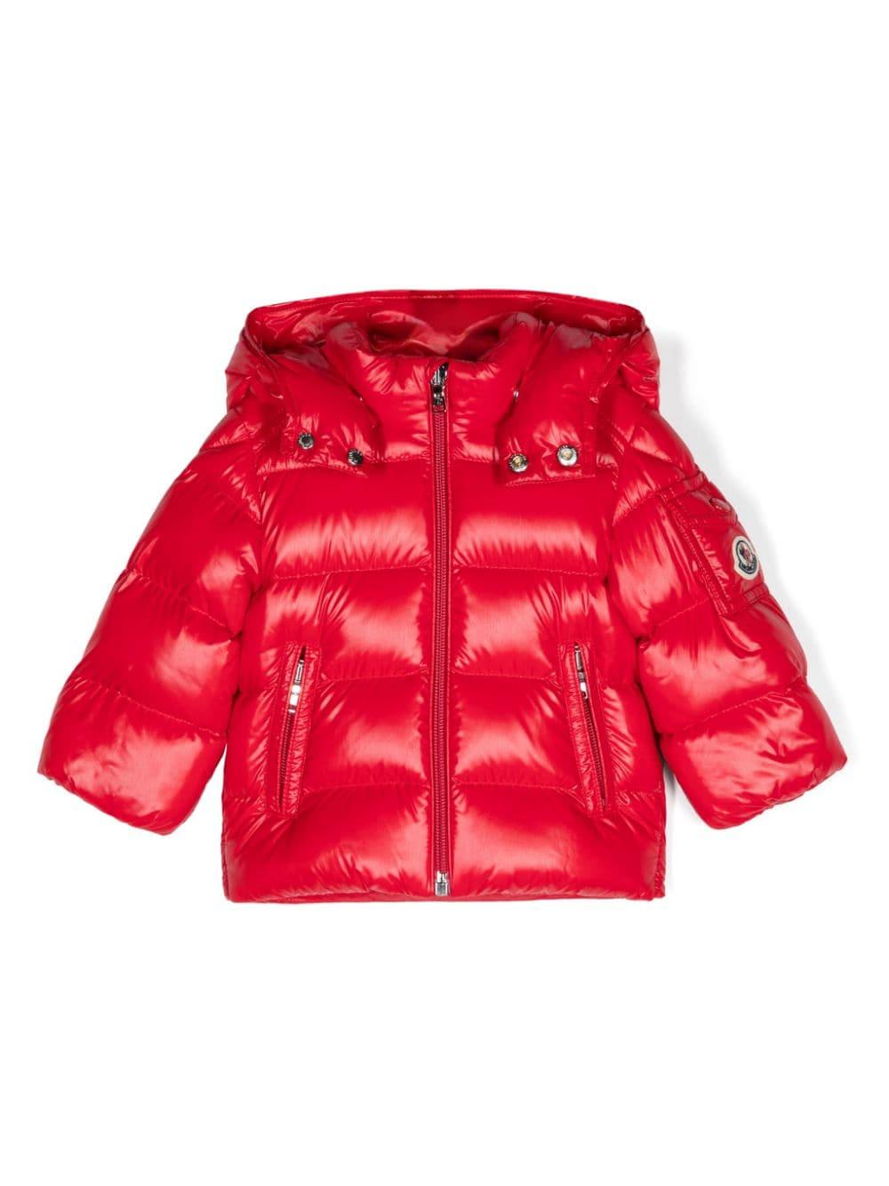 Giubbino Moncler Maya per neonata Moncler Enfant rosso con collo a imbuto - Rubino Kids