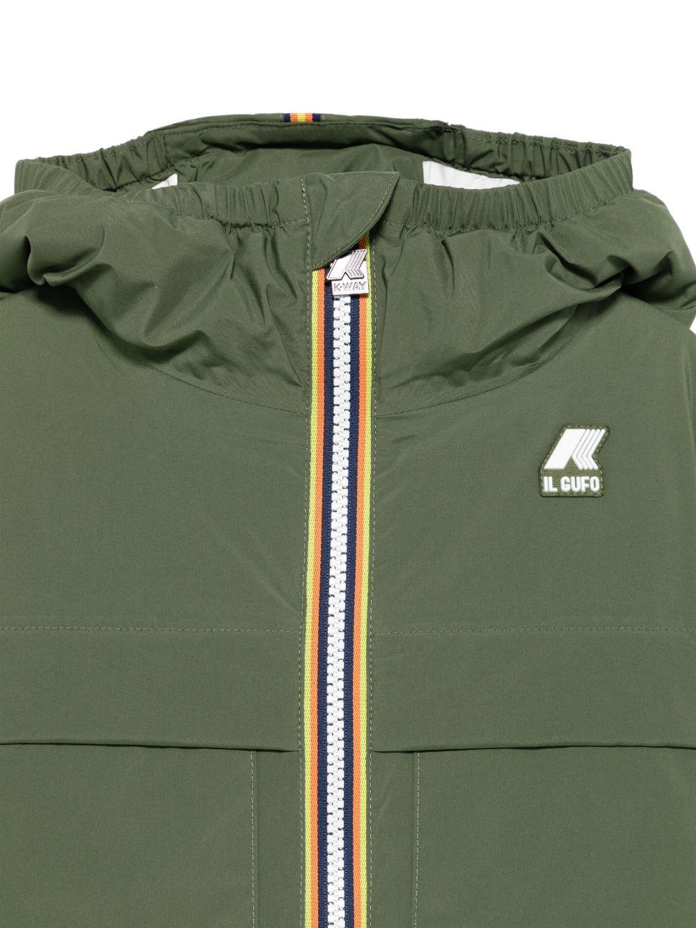 Giubbino P. Diegue per bambino Il Gufo x K - Way Kids verde con cuciture termonastrate - Rubino Kids