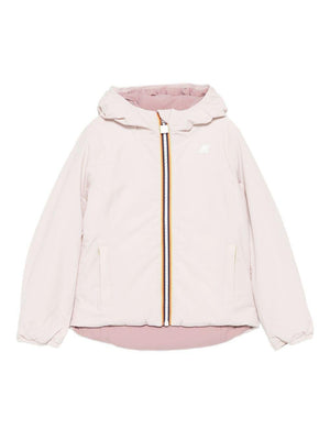 Giubbino per bambina K-Way Kids rosa con cappuccio classico
