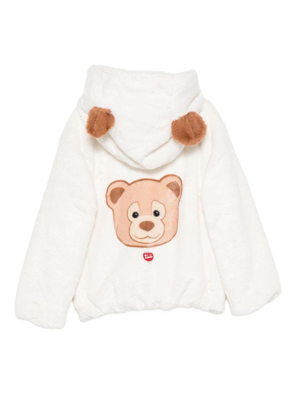 Giubbino per bambina MC2 Saint Barth Kids bianco con applicazione orecchie da orso - Rubino Kids