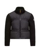 Giubbino per bambina Moncler Enfant nero con design a inserti - Rubino Kids