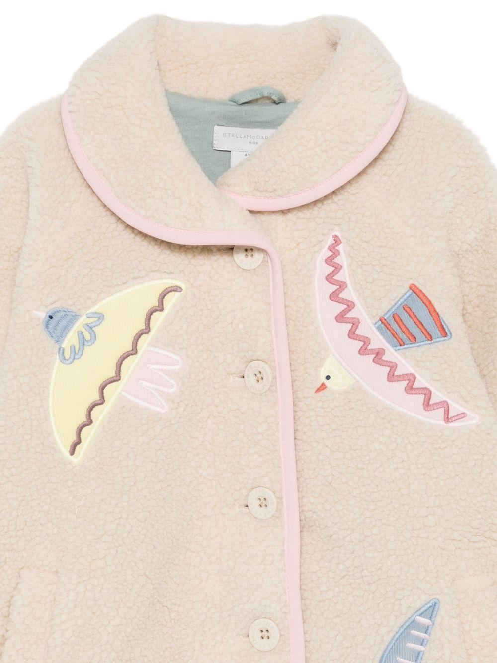 Giubbino per bambina Stella McCartney Kids beige con uccelli ricamati - Rubino Kids