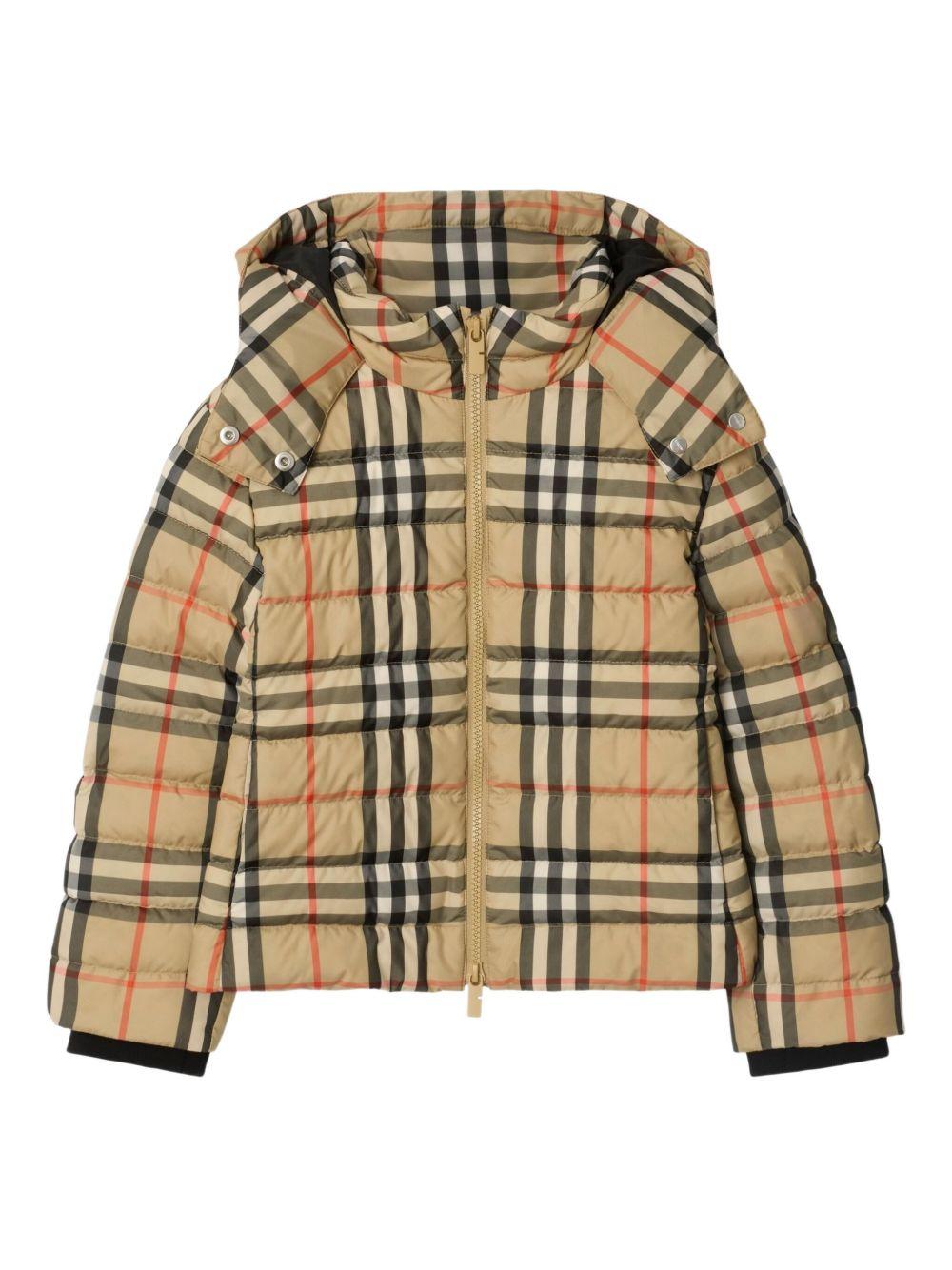Giubbino per bambino Burberry Kids beige con motivo a quadri - Rubino Kids