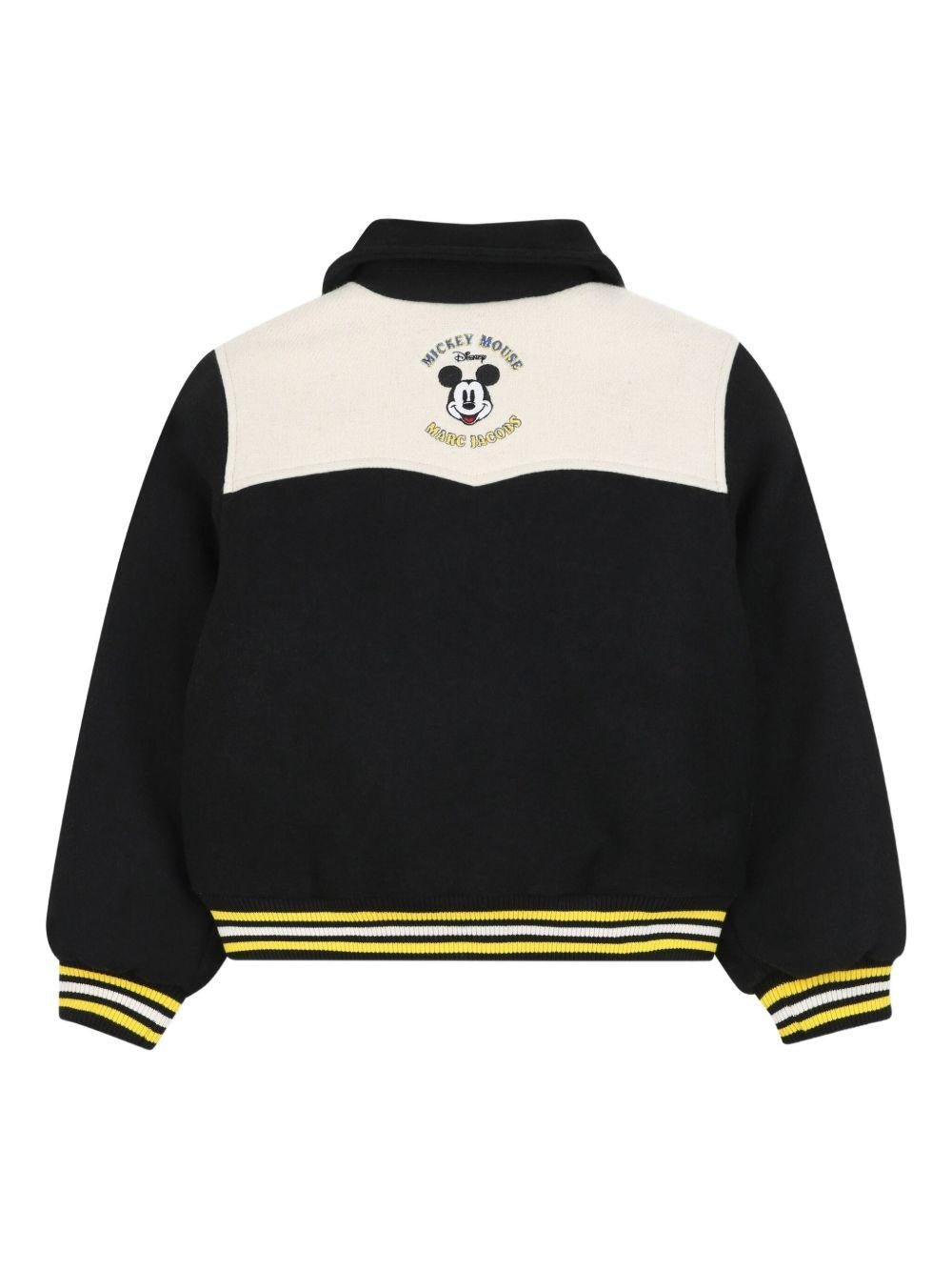 Giubbino per bambino Marc Jacob Kids x Mickey Mouse nero con logo ricamato - Rubino Kids