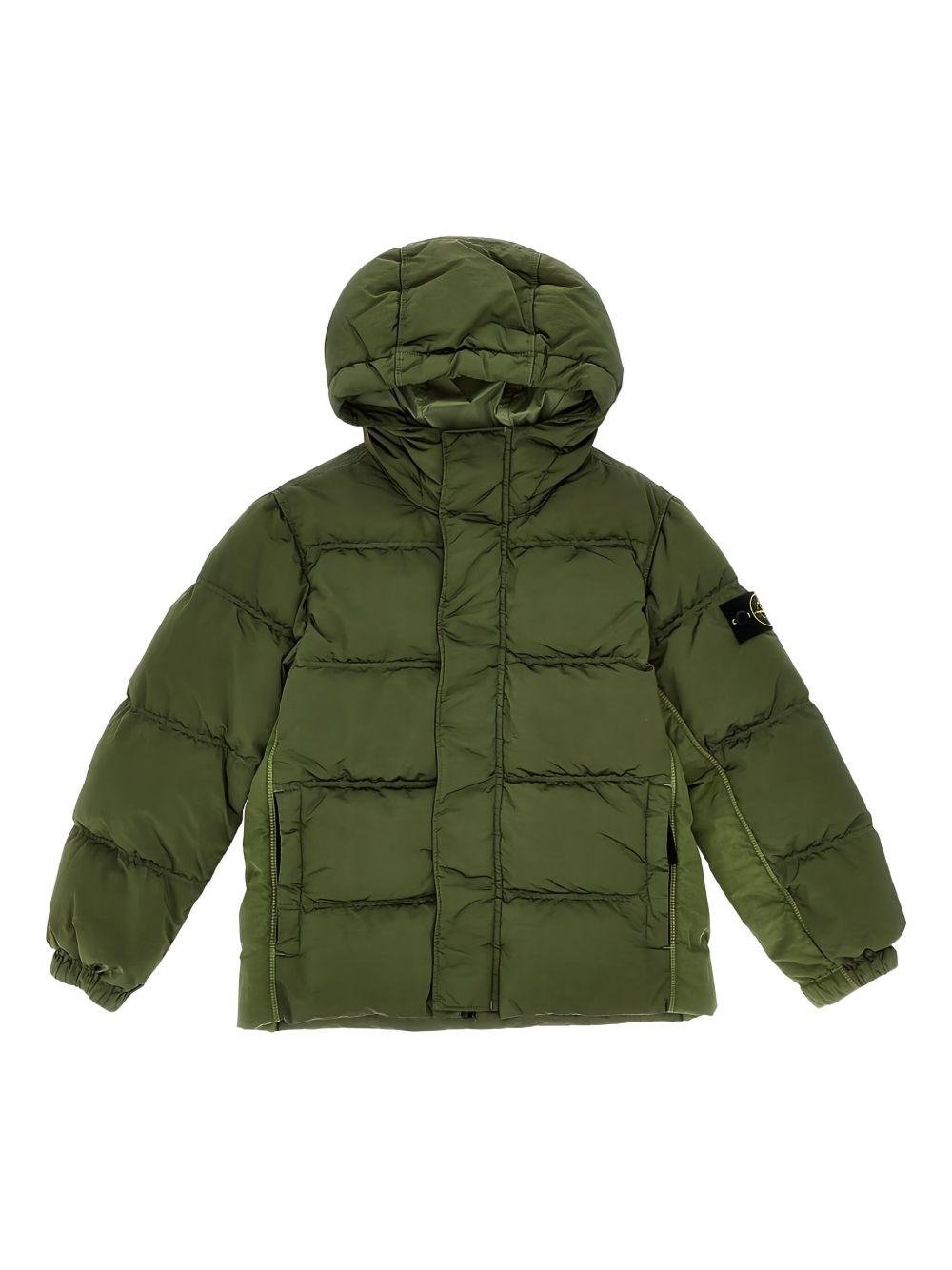 Giubbino per bambino Stone Island Junior verde con design trapuntato - Rubino Kids