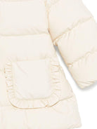 Giubbino per neonata Moncler Enfant beige con ruches sulle tasche - Rubino Kids