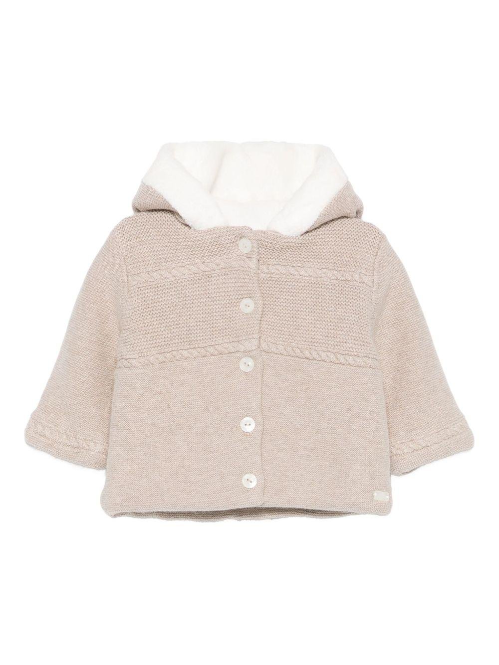 Giubbino per neonata Tartine Et Chocolat beige con scollo con cappuccio - Rubino Kids