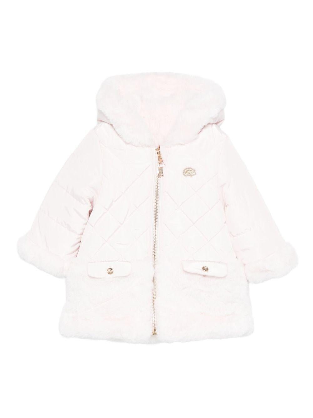 Giubbino per neonata Tartine Et Chocolat rosa con cappuccio con orlo in pelliccia sintetica - Rubino Kids