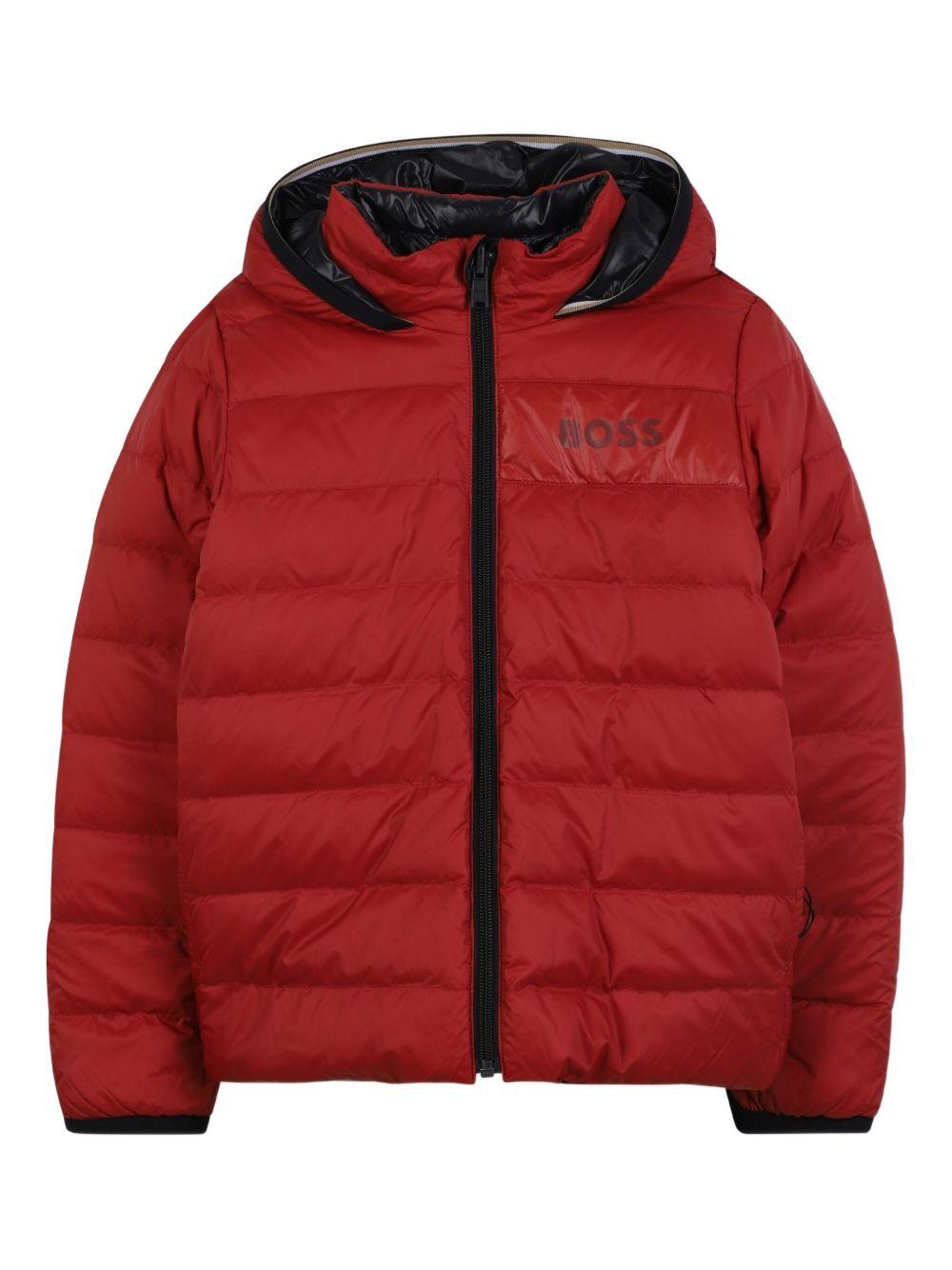 Giubbino reversibile per bambino Boss Kids rosso con dettaglio logo - Rubino Kids