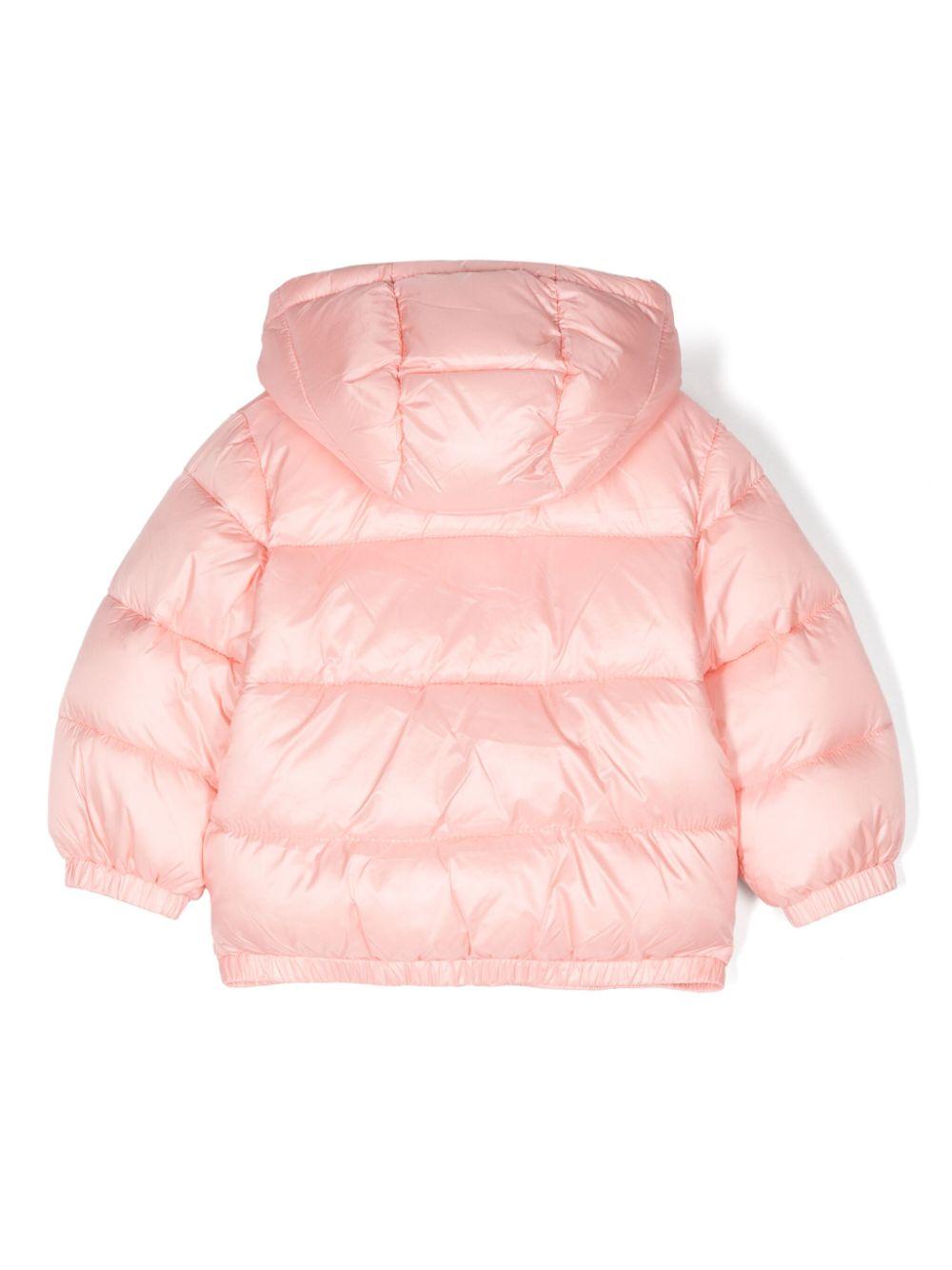 Giubbotto imbottito per neonati Moschino Kids rosa con applicazione logo - Rubino Kids