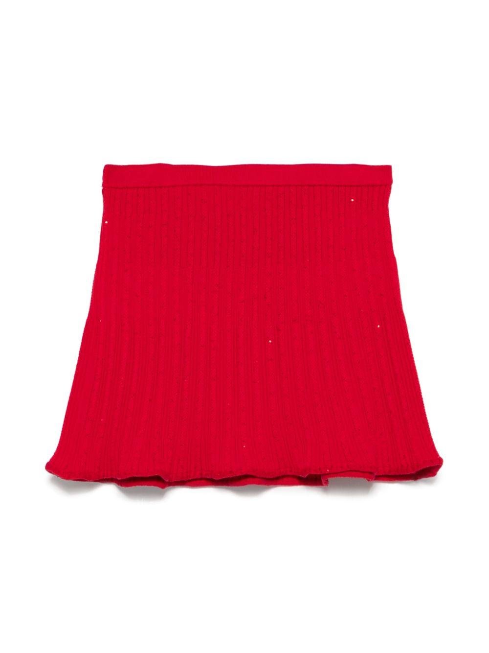 Gonna a coste per bambina Self - Portrait Kids rosso con vita elasticizzata - Rubino Kids