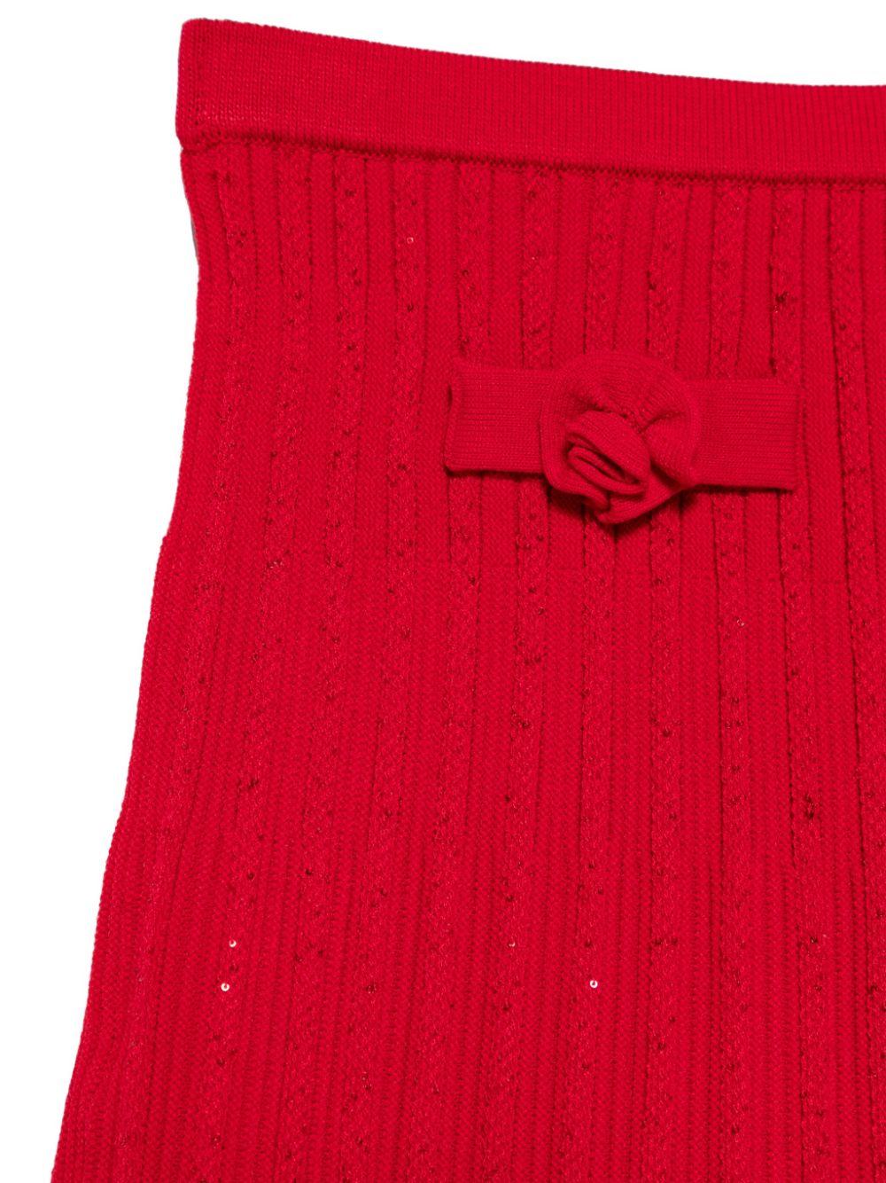 Gonna a coste per bambina Self - Portrait Kids rosso con vita elasticizzata - Rubino Kids