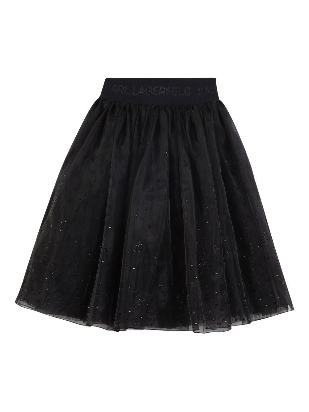Gonna in tulle per bambina Karl Lagerfeld Kids nero con decorazione - Rubino Kids