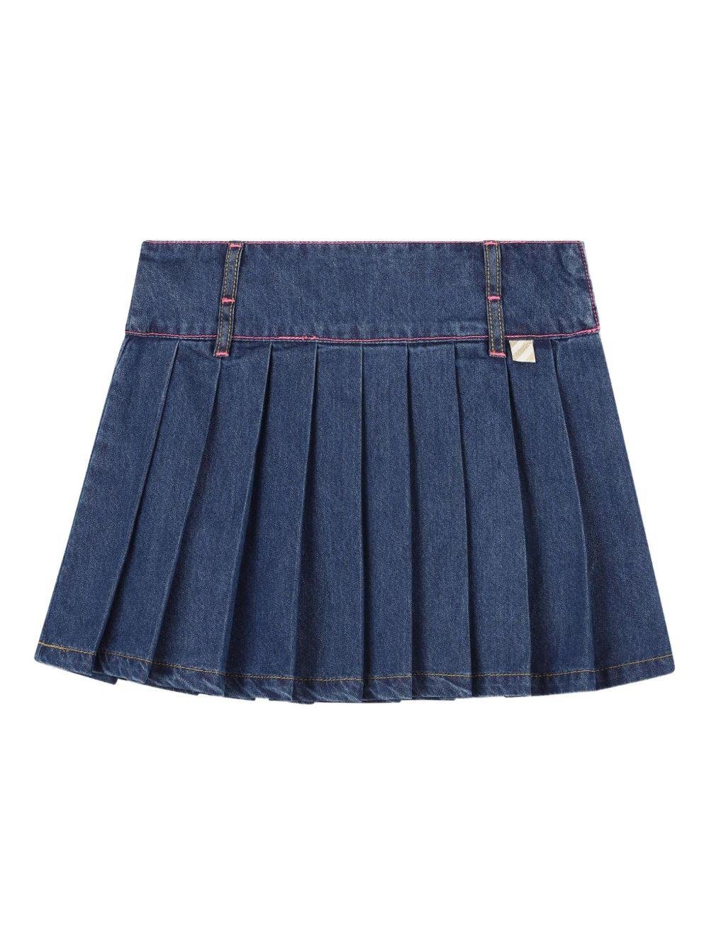 Gonna per bambina Billieblush denim con logo ricamato a contrasto - Rubino Kids