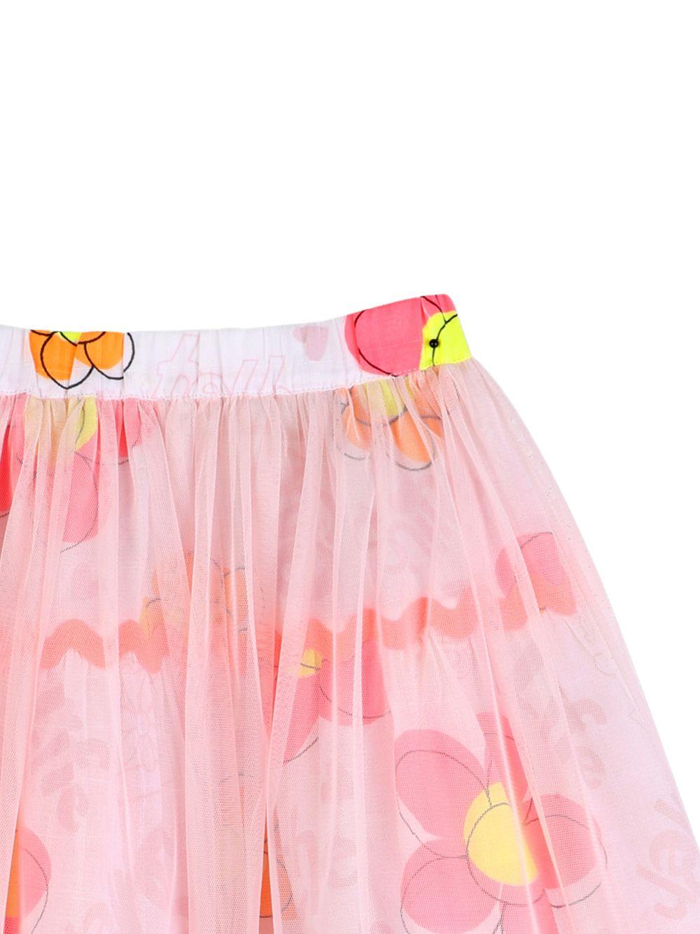 Gonna per bambina Billieblush rosa con decorazione floreale - Rubino Kids