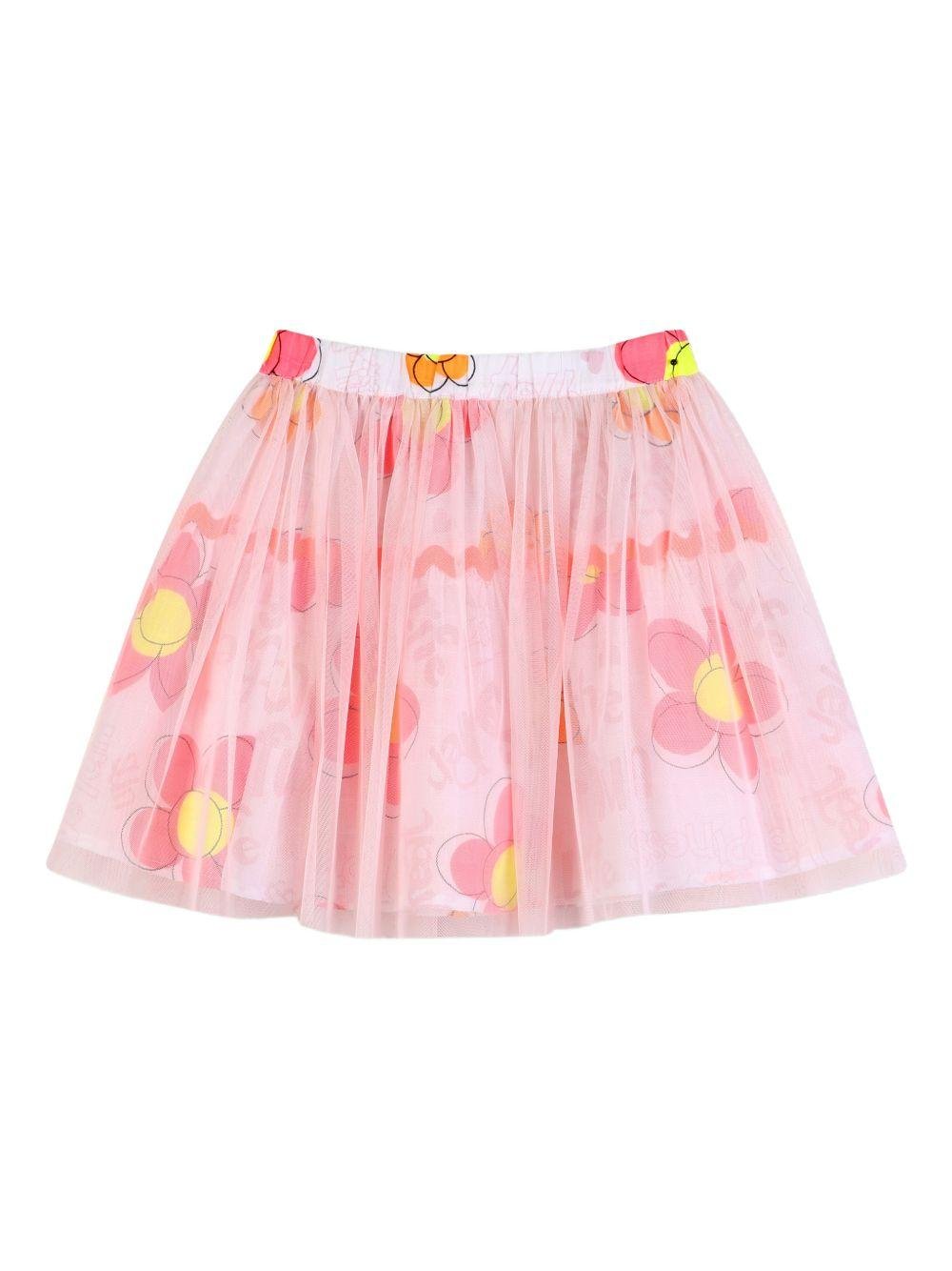 Gonna per bambina Billieblush rosa con decorazione floreale - Rubino Kids