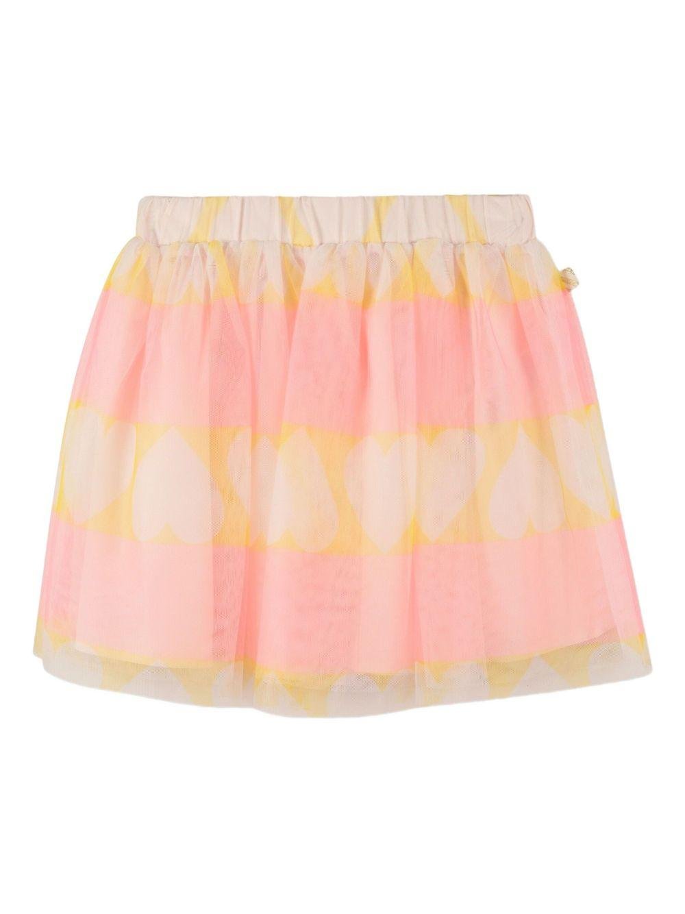 Gonna per bambina Billieblush rosa con stampa a cuori - Rubino Kids