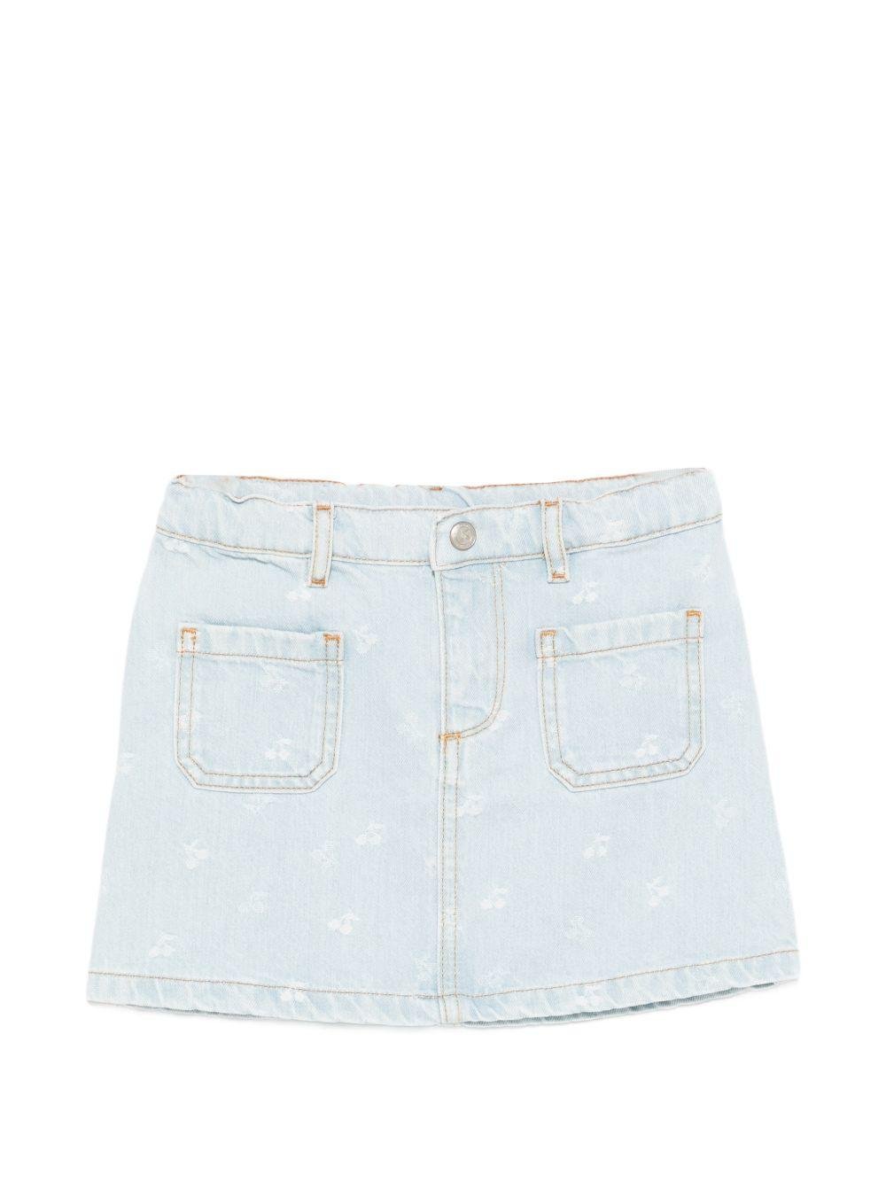 Gonna per bambina Bonpoint denim con stampa ciliegie all - over - Rubino Kids
