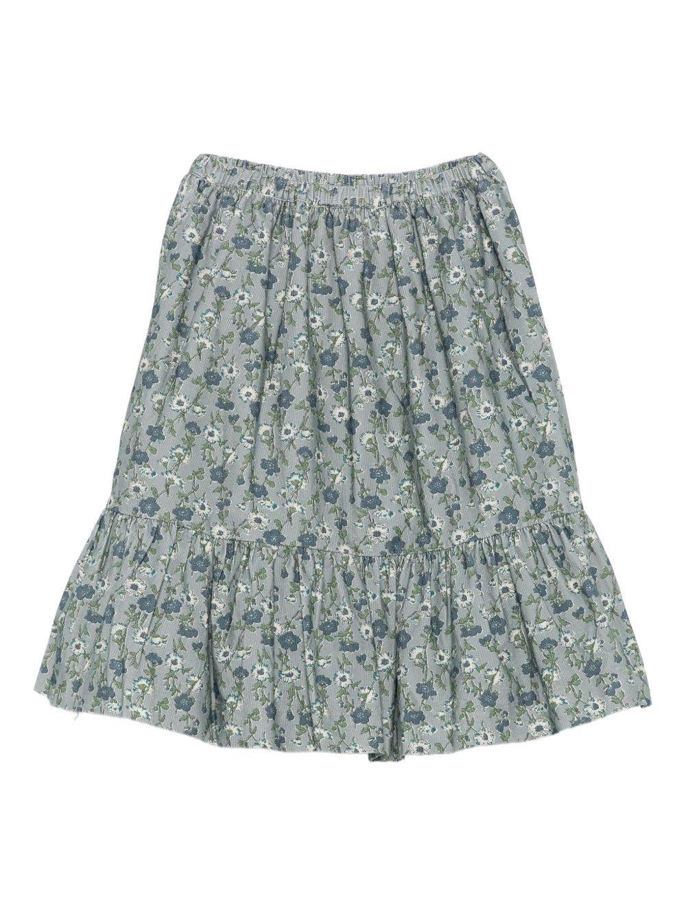 Gonna per bambina Bonpoint grigio a balze floreale - Rubino Kids