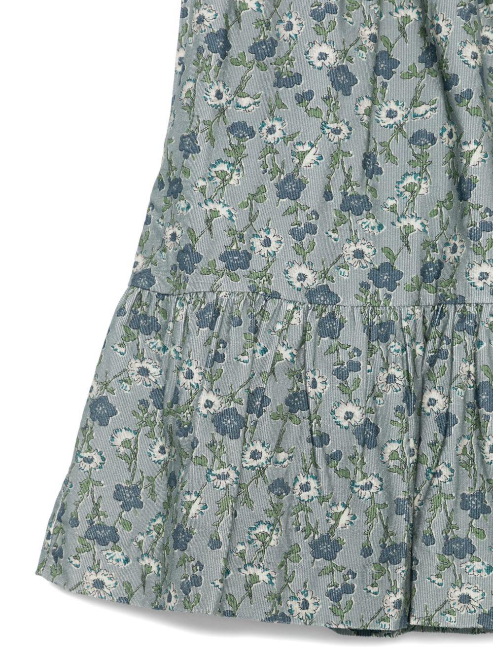 Gonna per bambina Bonpoint grigio a balze floreale - Rubino Kids