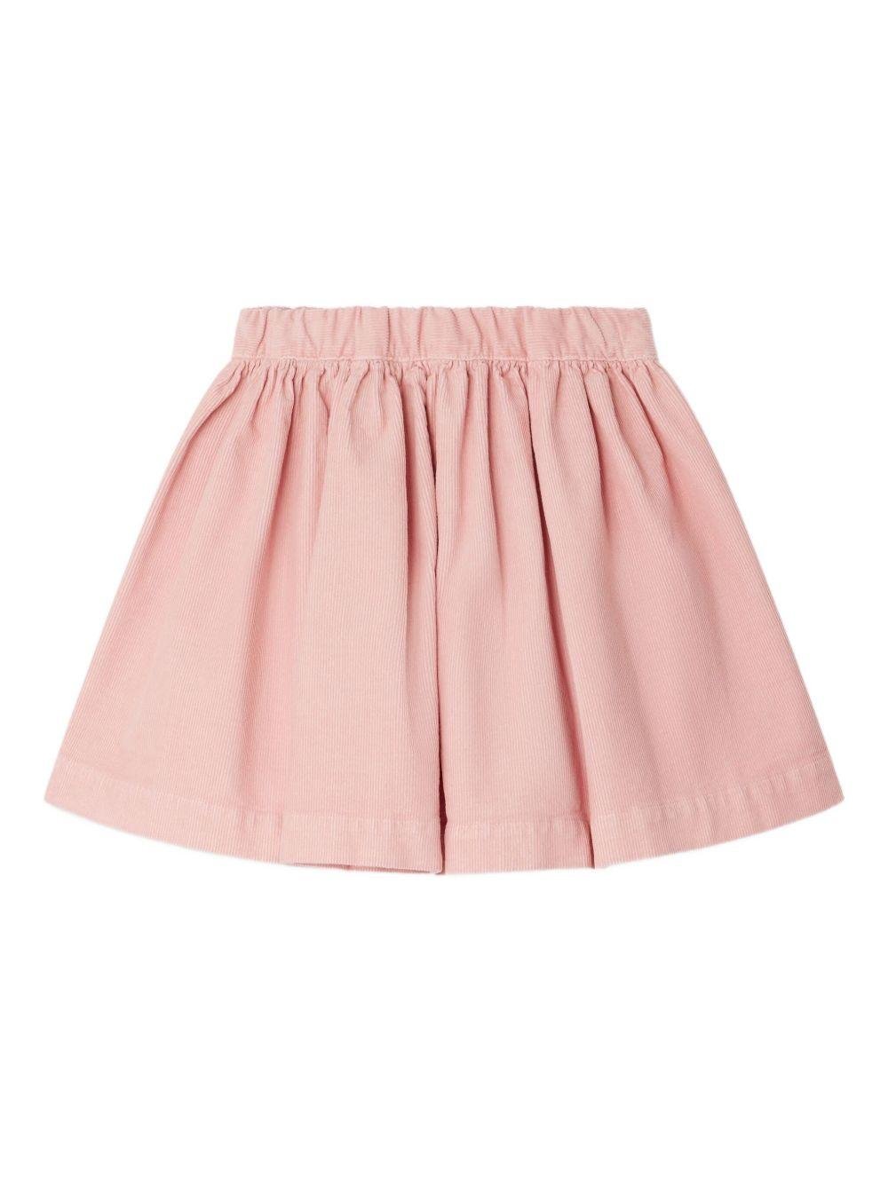 Gonna per bambina Bonpoint rosa in velluto a coste con elastico in vita - Rubino Kids