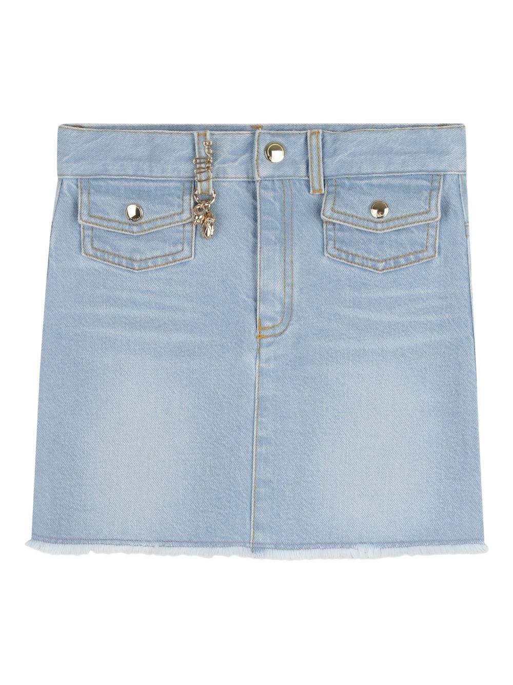 Gonna per bambina Chloé Kids in denim con orlo sfrangiato - Rubino Kids