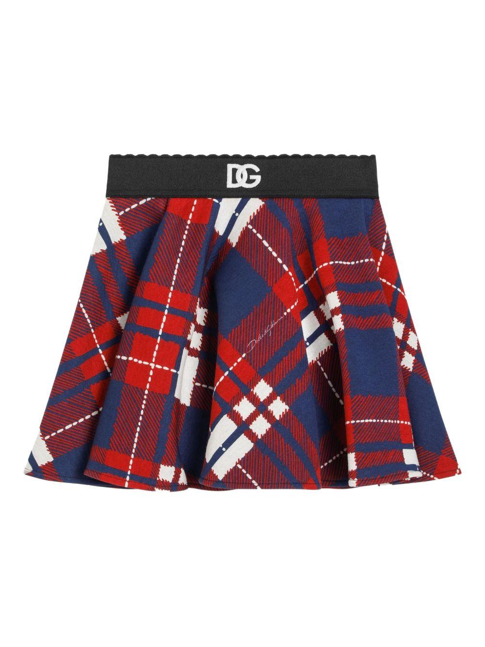 Gonna per bambina Dolce & Gabbana Kids rossa con motivo tartan - Rubino Kids