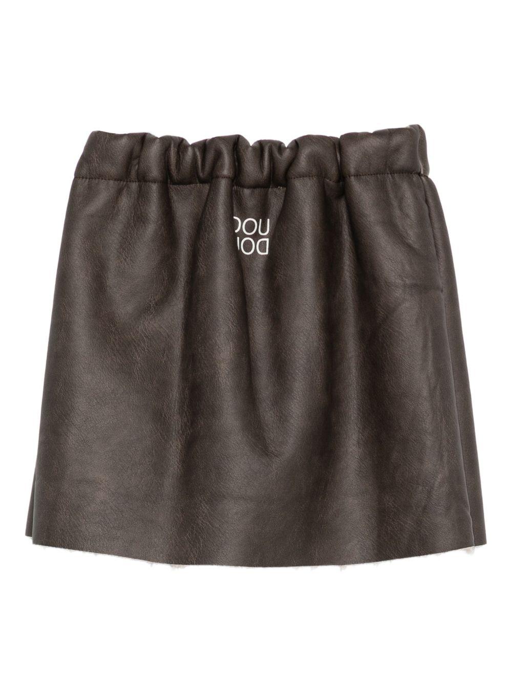 Gonna per bambina Douuod Kids marrone con orlo a taglio vivo - Rubino Kids