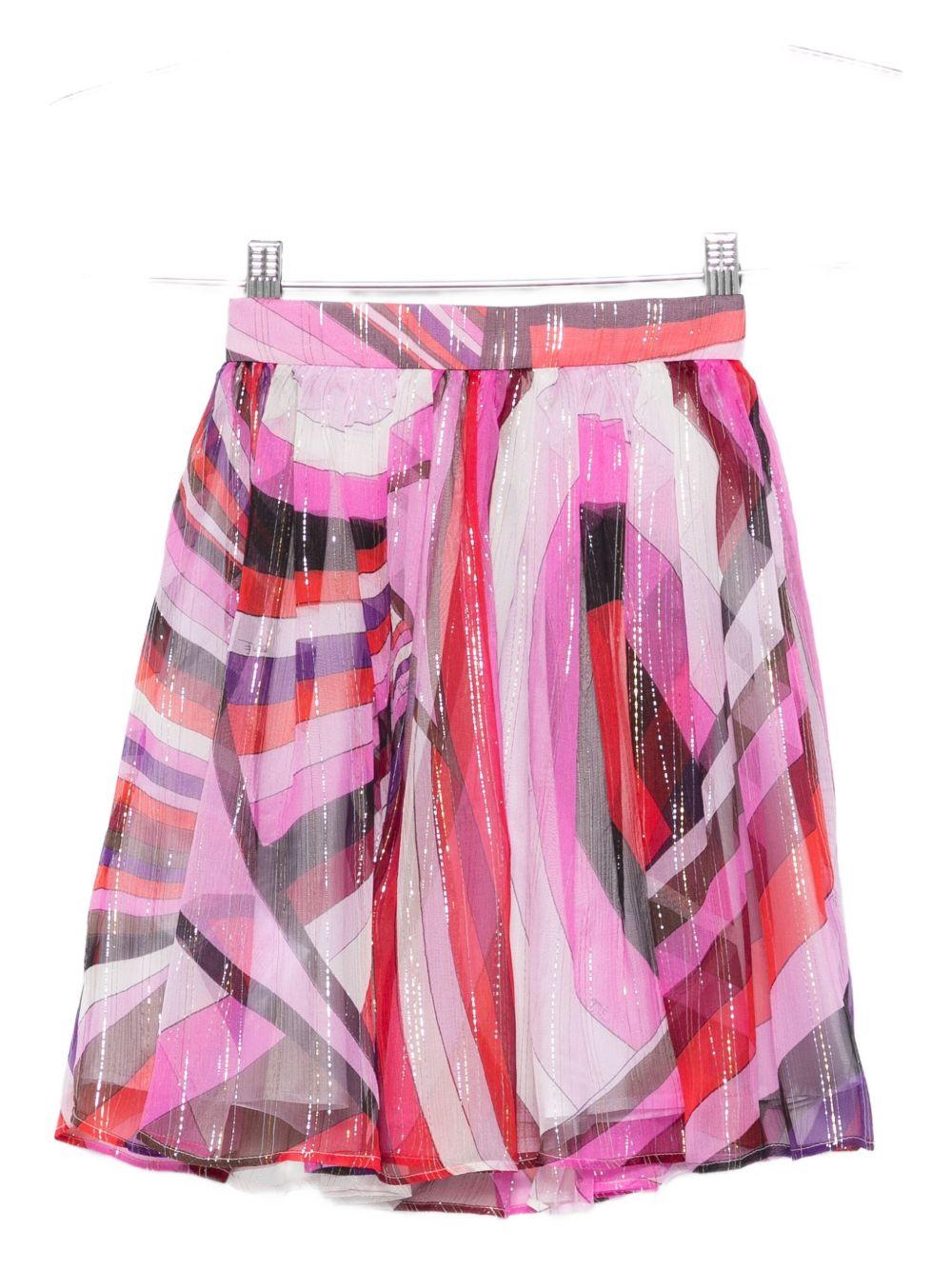 Gonna per bambina Emilio Pucci Junior rosa con motivo geometrico - Rubino Kids