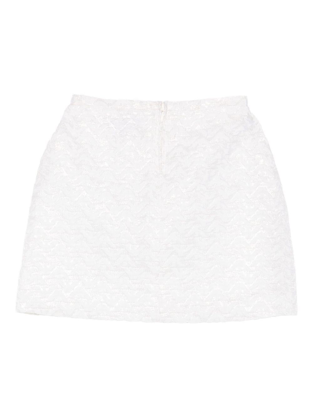 Gonna per bambina Emporio Armani Kids bianca con fiocco jacquard - Rubino Kids