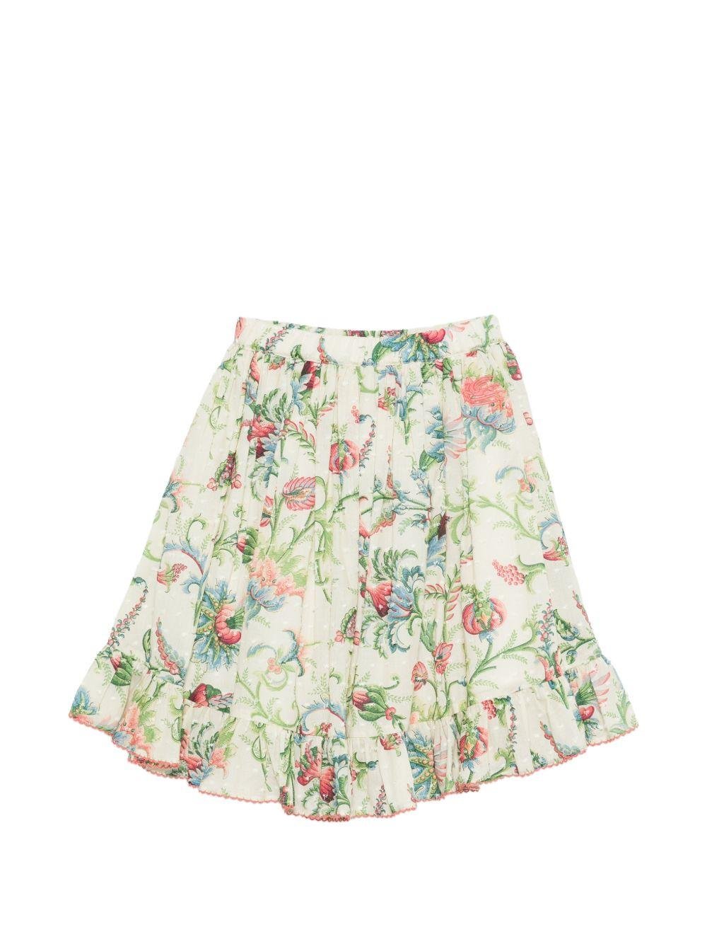 Gonna per bambina Etro Kids beige con stampa floreale - Rubino Kids