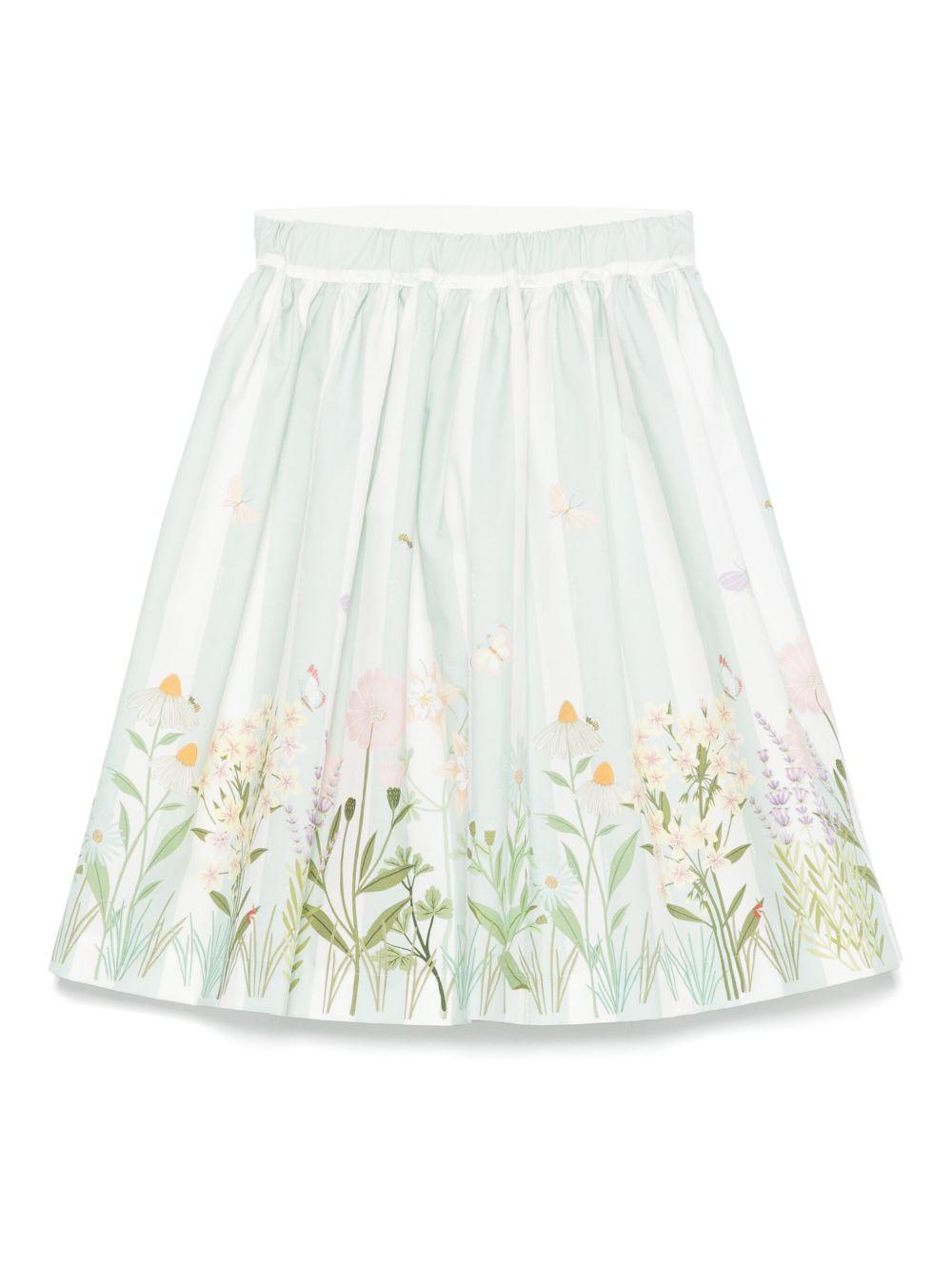 Gonna per bambina Fendi Kids verde con ricamo - Rubino Kids