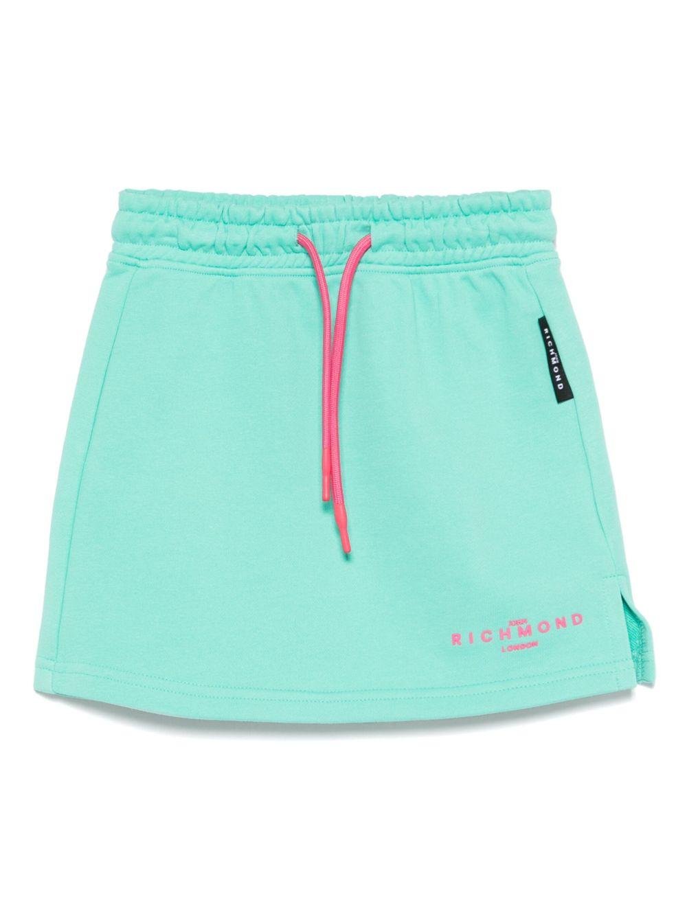 Gonna per bambina John Richmond Junior verde acqua con logo gommato - Rubino Kids